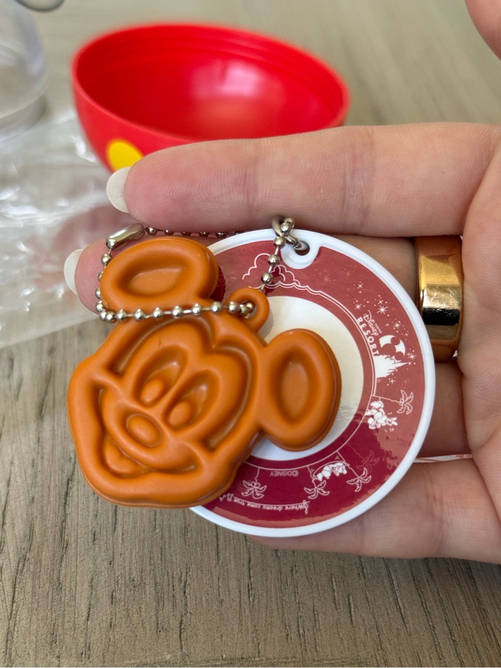 Tokyo Disneyland Main Street Waffle Co. Mickey Waffle Gachapon Keychain NEW